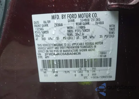 2010 Ford Edge Limited from USA, damaged, VIN 2FMDK4KC0ABA04636
